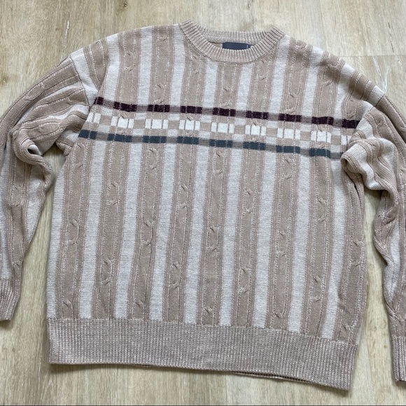 Vince Men’s Stripe Cable Knit Wool Blend Sweater